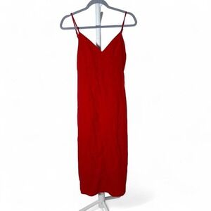 Zara Linen Summer Dress Long Orange Women's XS adjustable straps orange